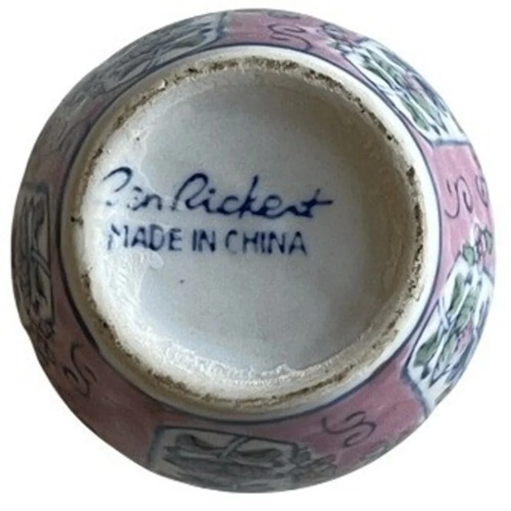 Ben Rickert Mini Planter Pot Small Pink Excellent Floral Hand Painted Ceramic
